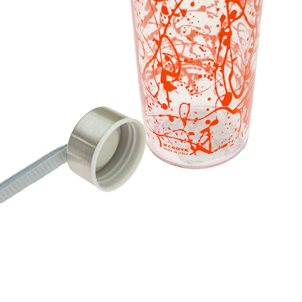 Botella vidrio 500cl tapa y lazo naranja
