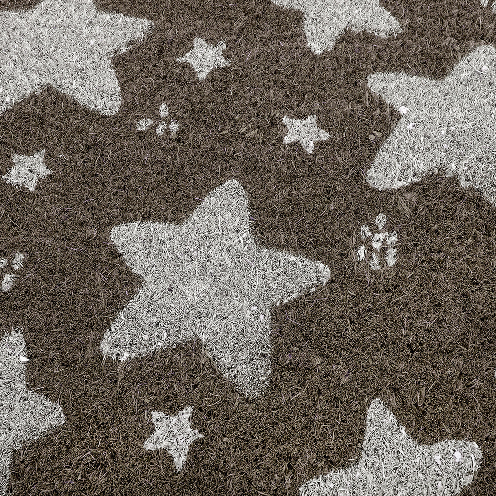Felpudo fibra coco estrellas negro
