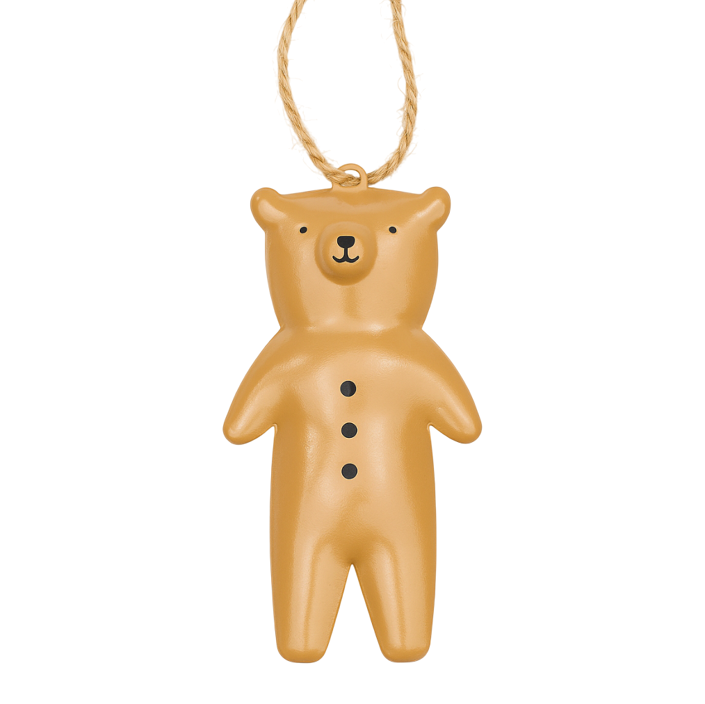 Colgante de metal oso de Navidad beige