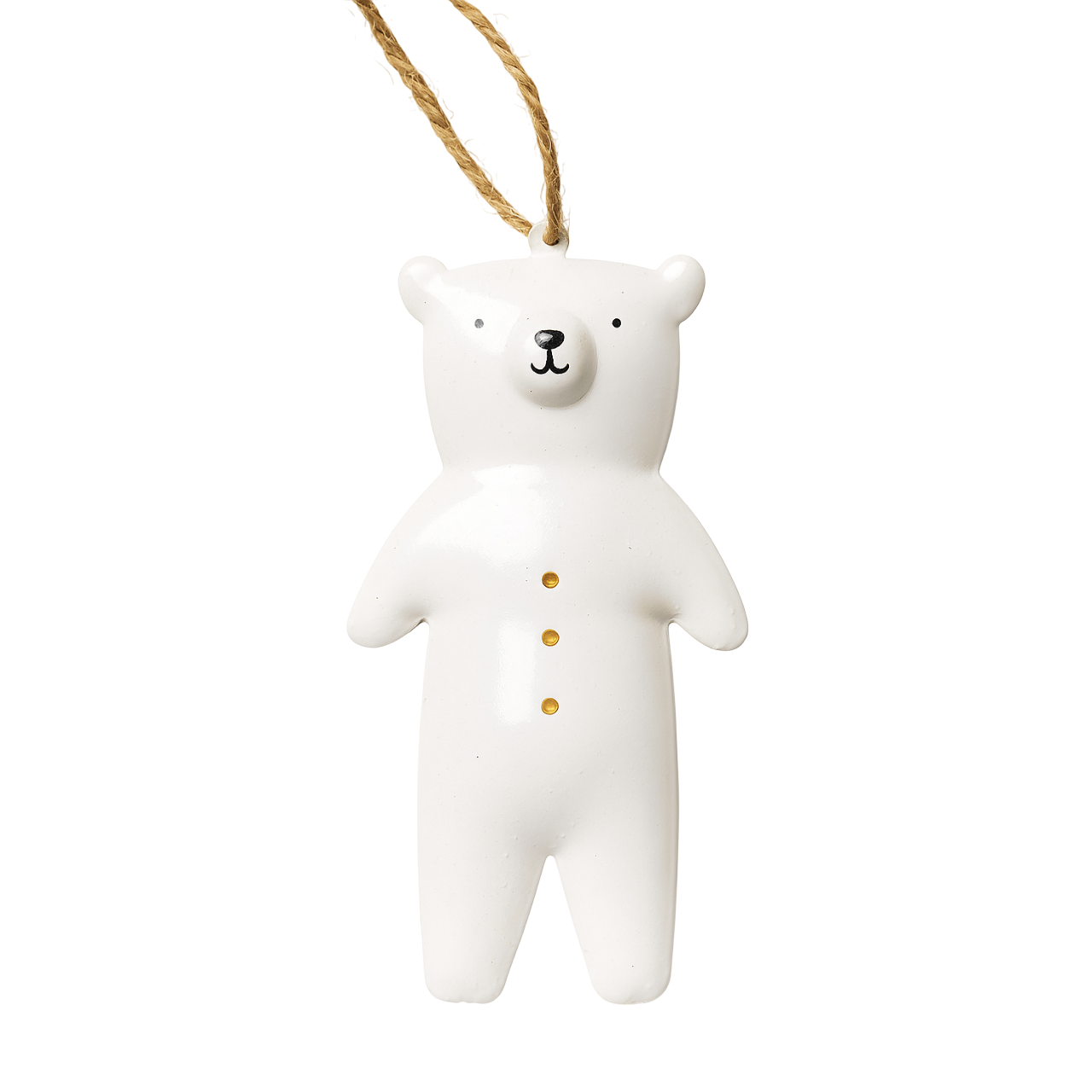 Colgante de metal oso de Navidad blanco