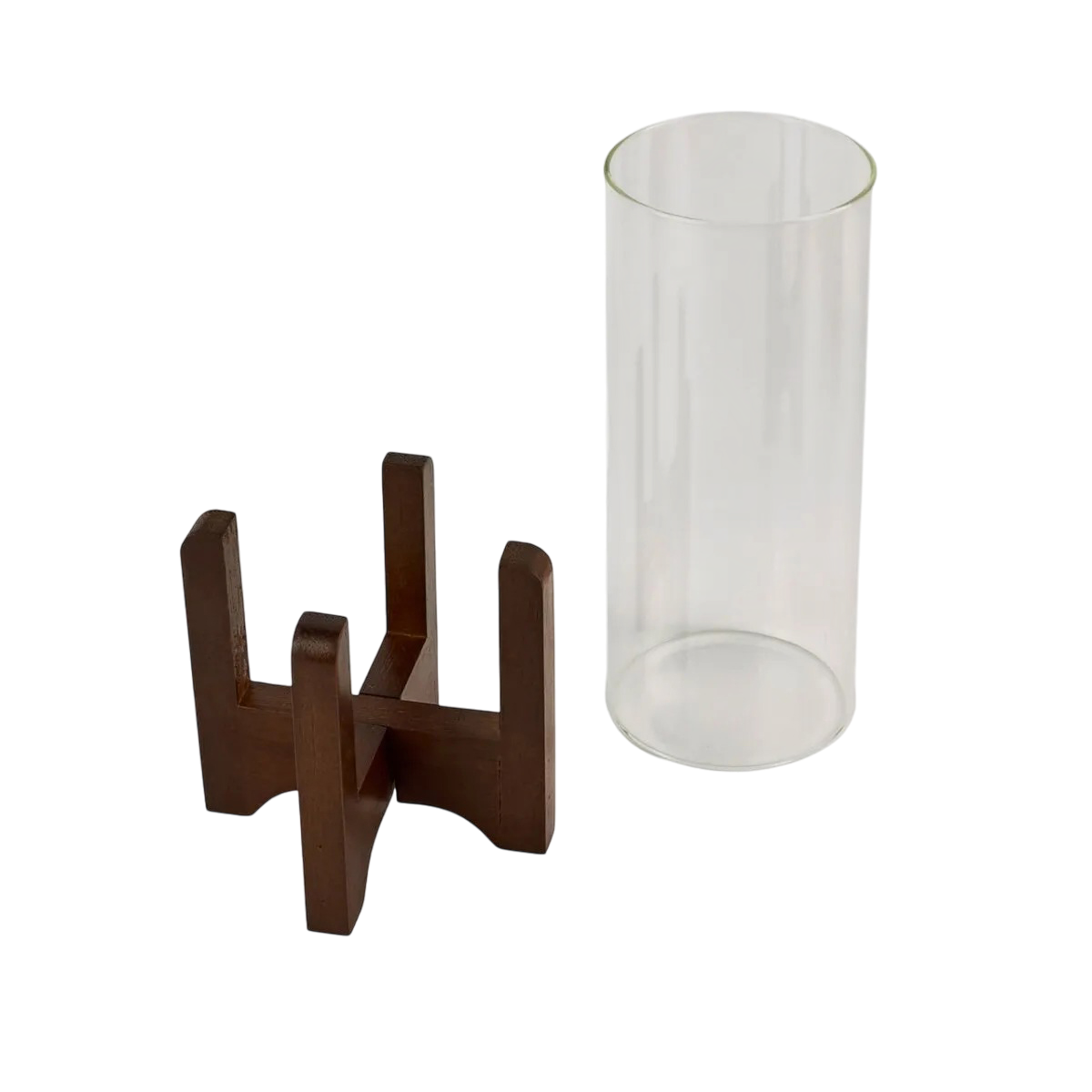Jarrón de cristal con base de madera 2