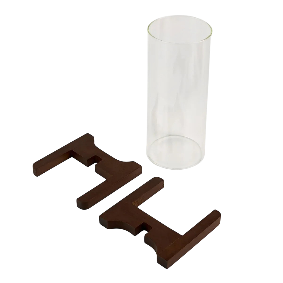 Jarrón de cristal con base de madera 3