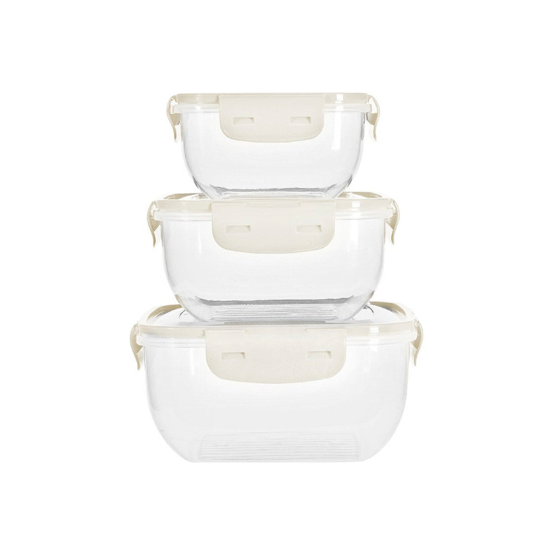 Set de 3 contenedores herméticos para comida blanco