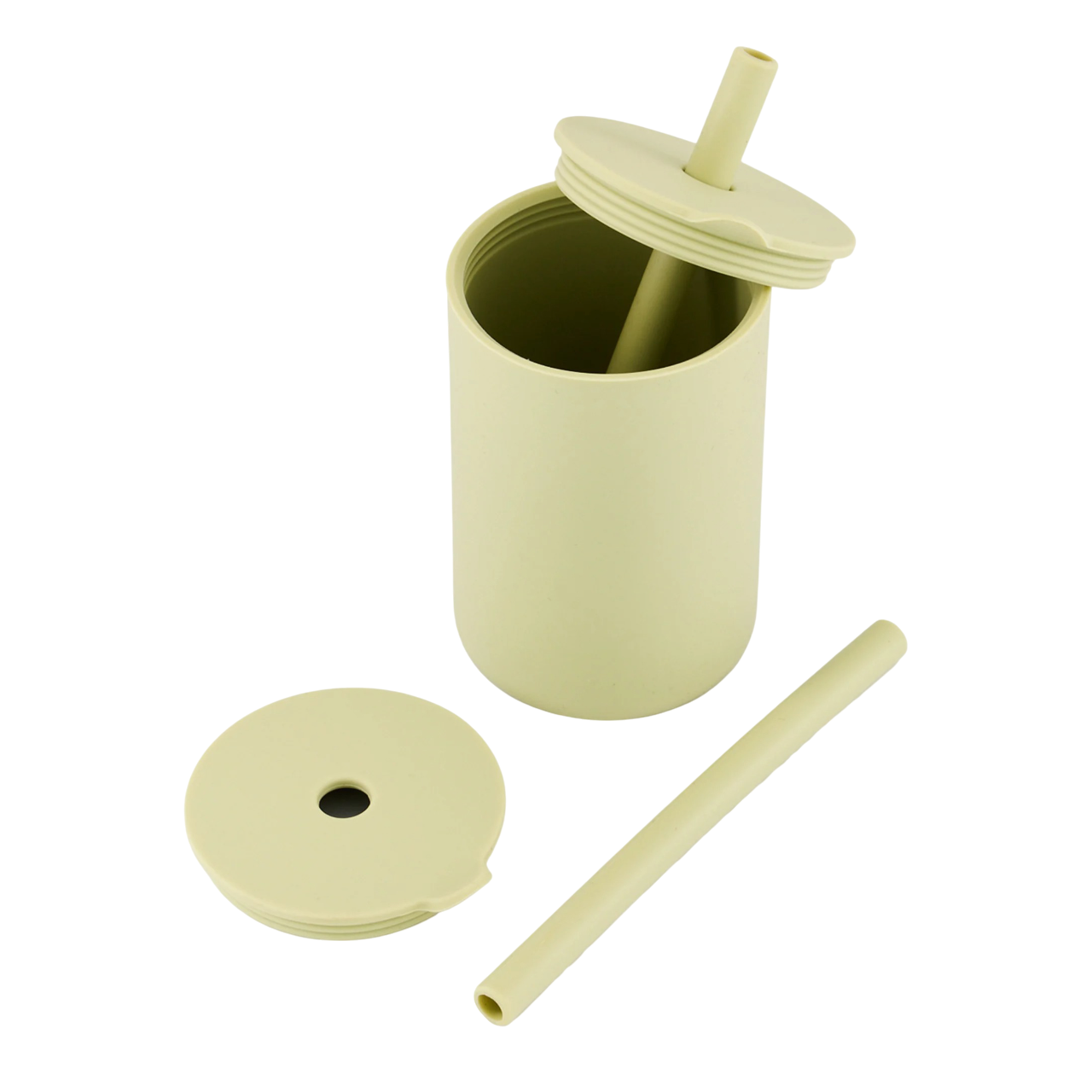 Vaso con tapa y pajita verde salvia 4