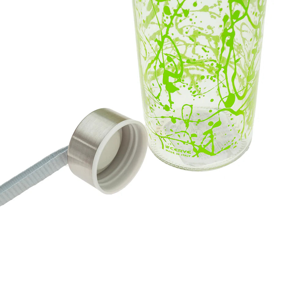 Botella vidrio 500cc tapa y lazo verde