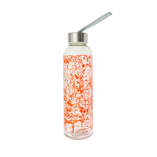 Botella vidrio 500cl tapa y lazo naranja