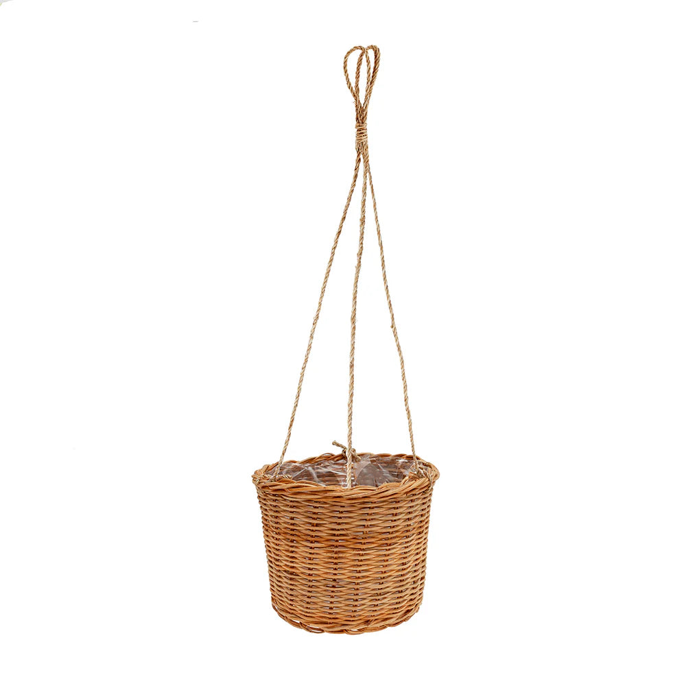 Cesta colgante de ratán