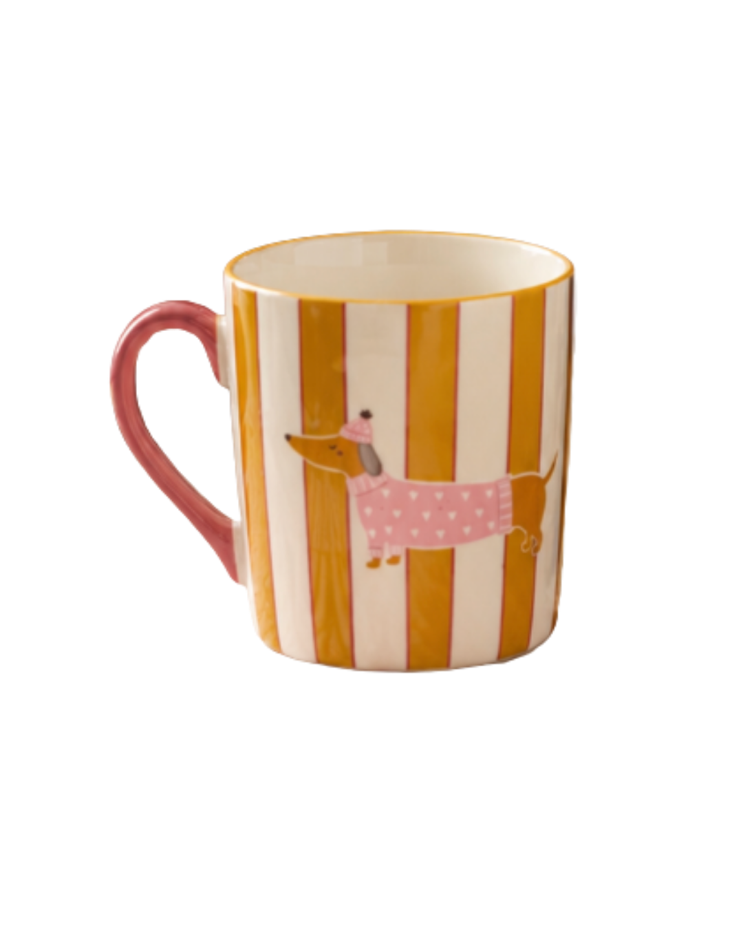 Mug porcelana perro rayas amarillas