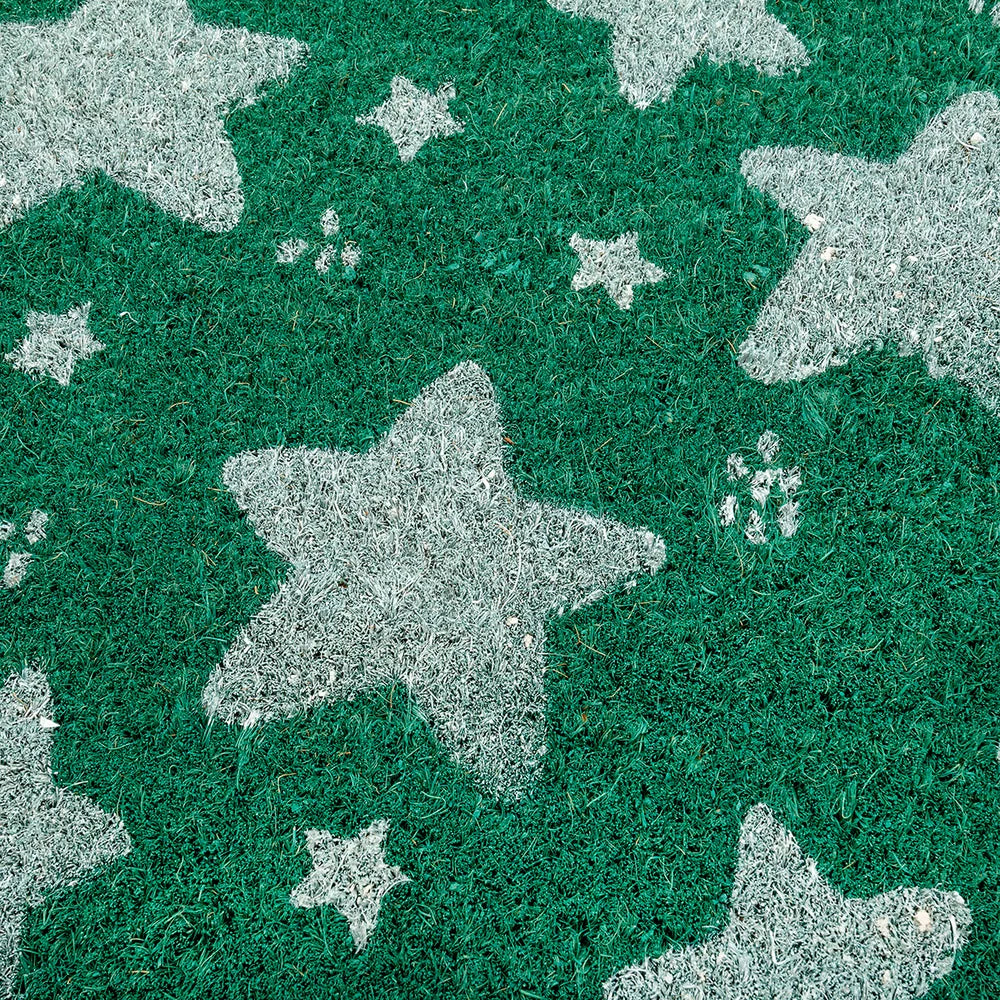 Felpudo fibra coco estrellas verde