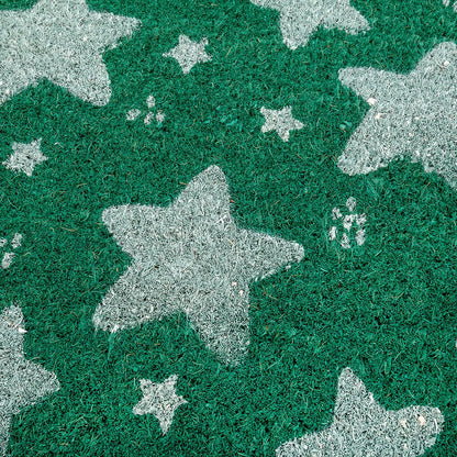 Felpudo fibra coco estrellas verde