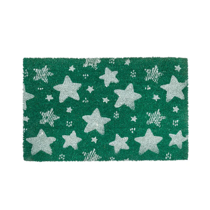 Felpudo fibra coco estrellas verde