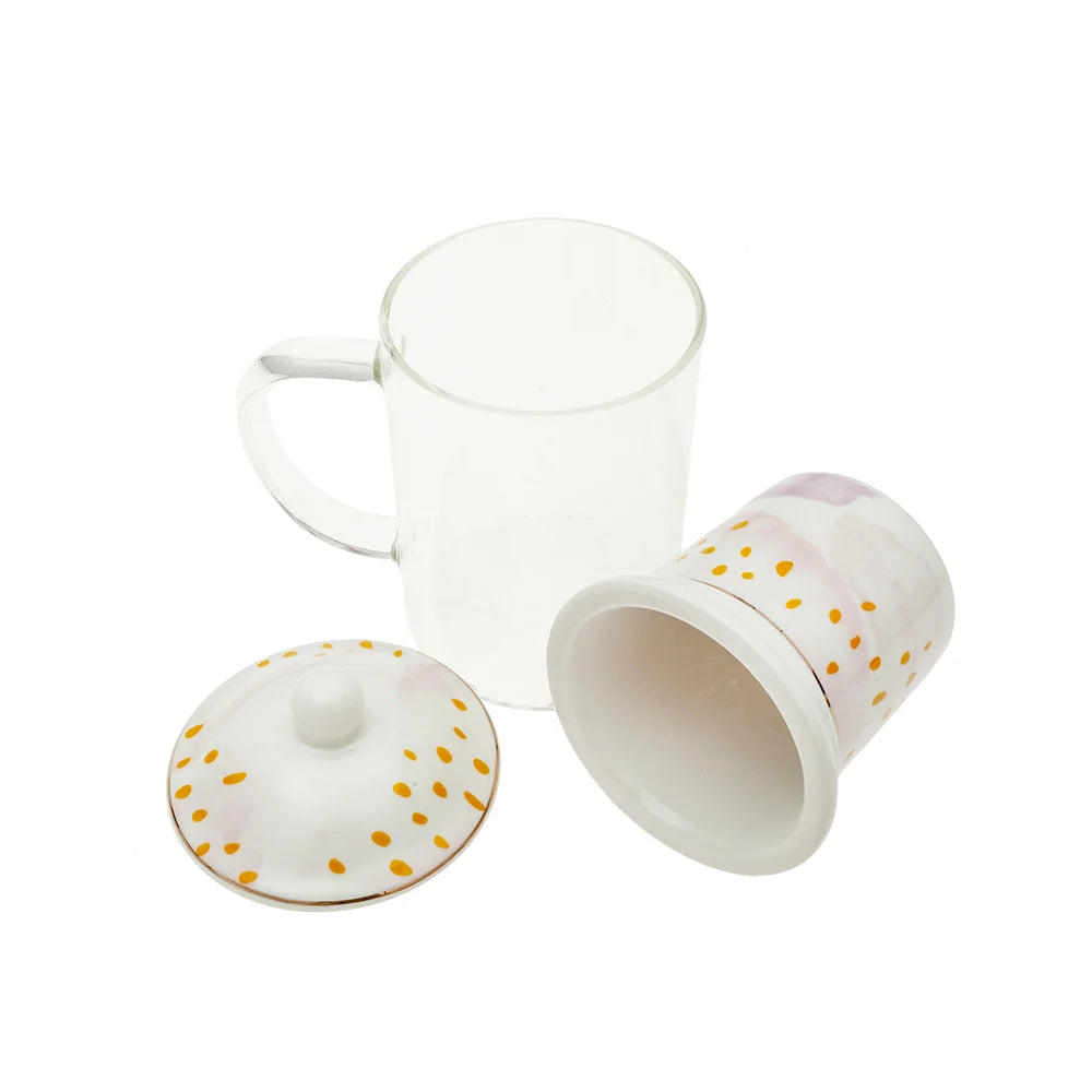 Mug infusiones cristal 12x8x14,5 300ml bloom rosa