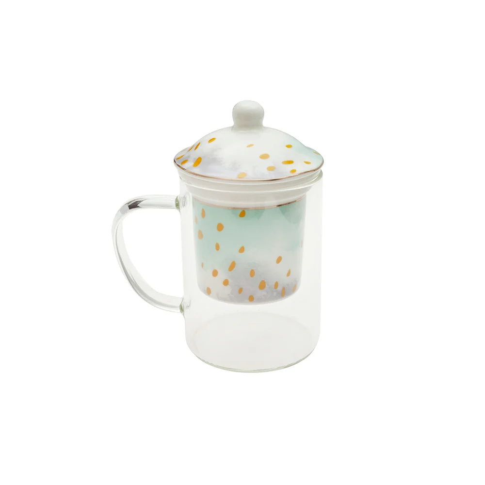 Mug infusiones cristal 12x8x14,5 300ml bloom turquesa