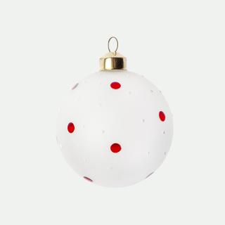 Bola árbol Navidad con puntos rojos