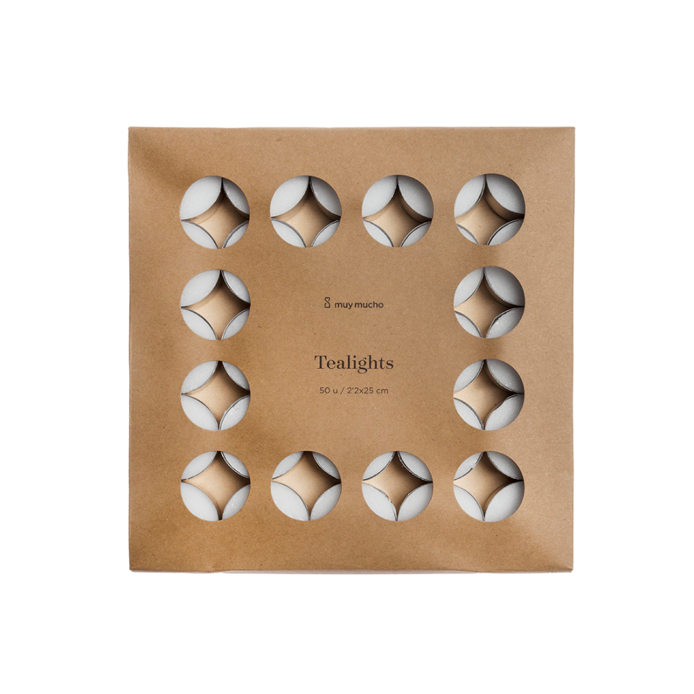 Caja de 50 velas blancas té