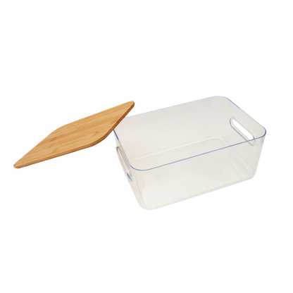 Caja de almacenaje con tapa abierto