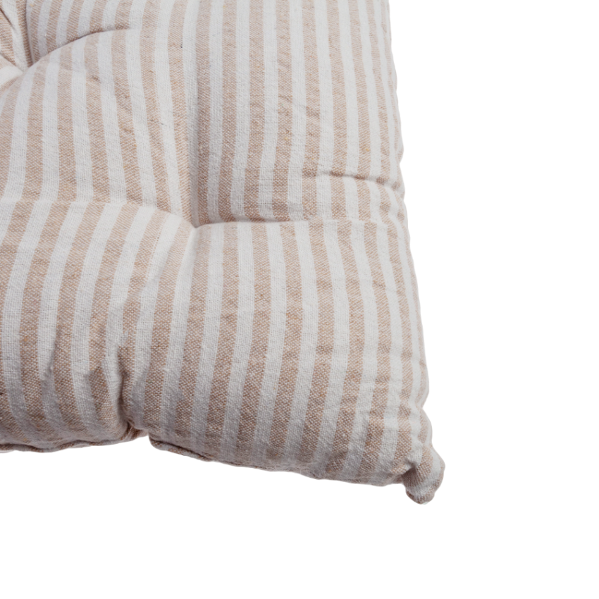 Cojín de silla con rayas beige detalle