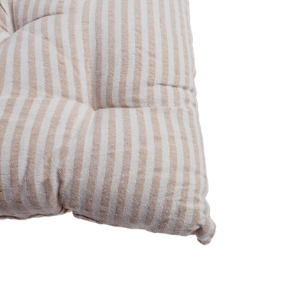 Cojín de silla con rayas beige detalle
