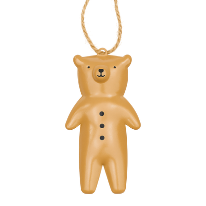 Colgante de metal oso de Navidad beige