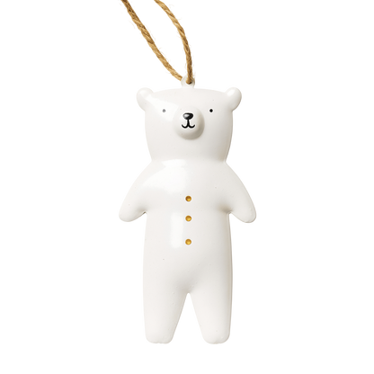 Colgante de metal oso de Navidad blanco