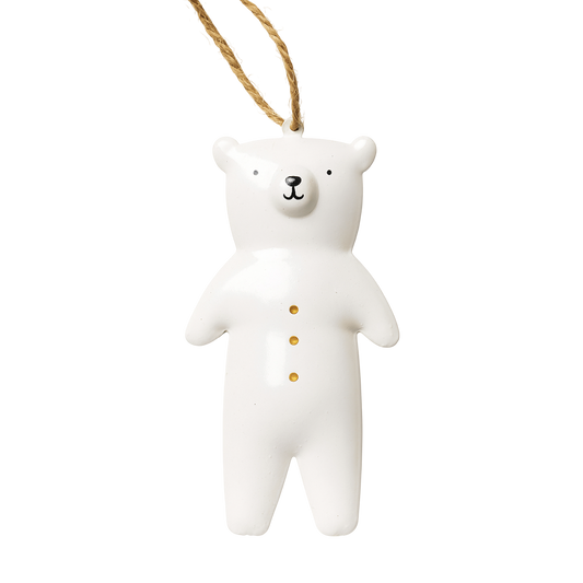 Colgante de metal oso de Navidad blanco