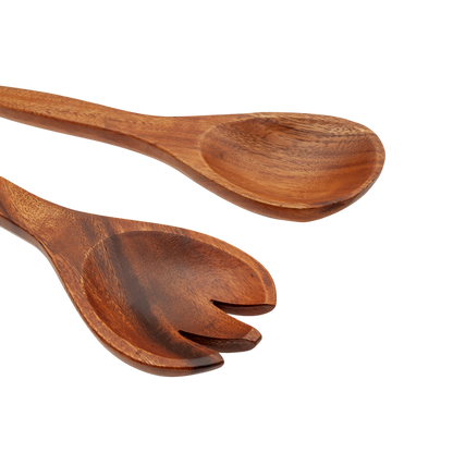 Cubiertos de madera de acacia para servir detalle