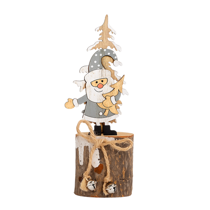 Decoración árbol de Navidad y Papá Noel traje gris