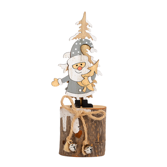 Decoración árbol de Navidad y Papá Noel traje gris