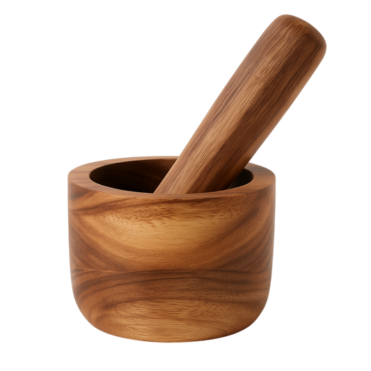Mortero de madera de acacia