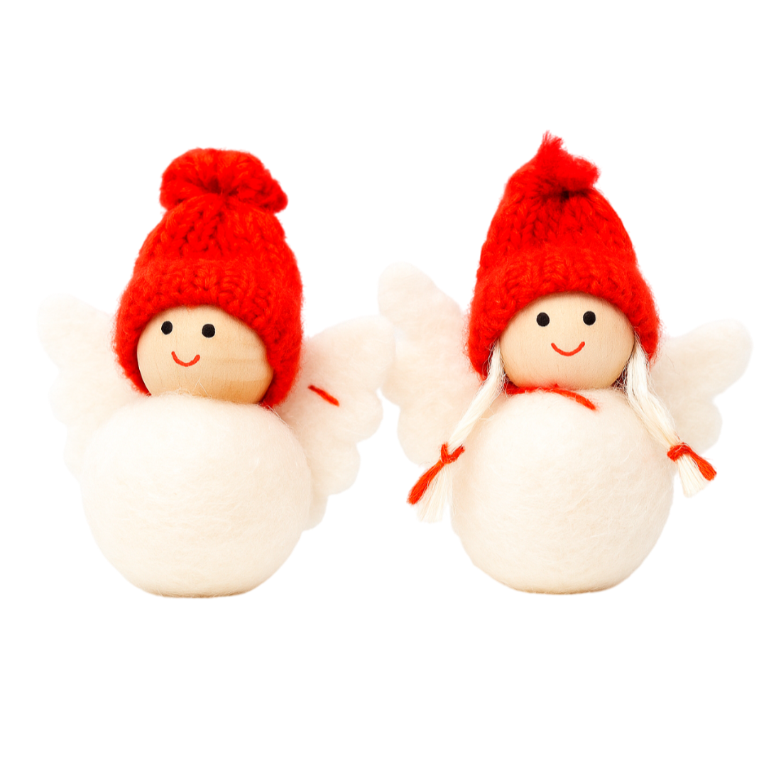 Pack de 2 colgantes de fieltro ángeles de Navidad