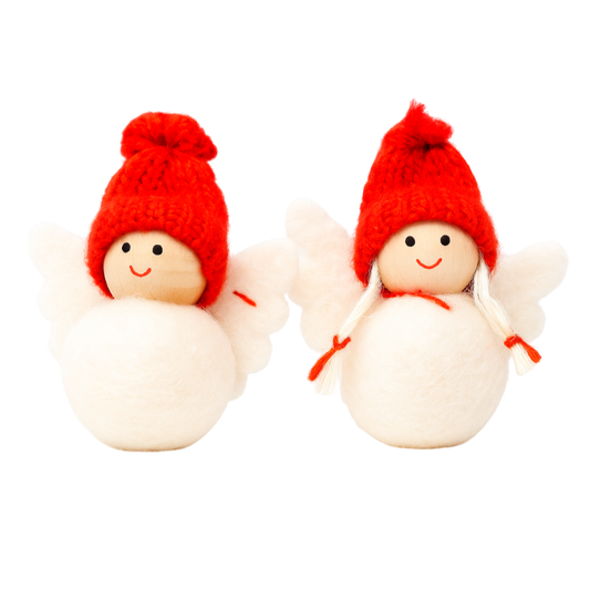 Pack de 2 colgantes de fieltro ángeles de Navidad