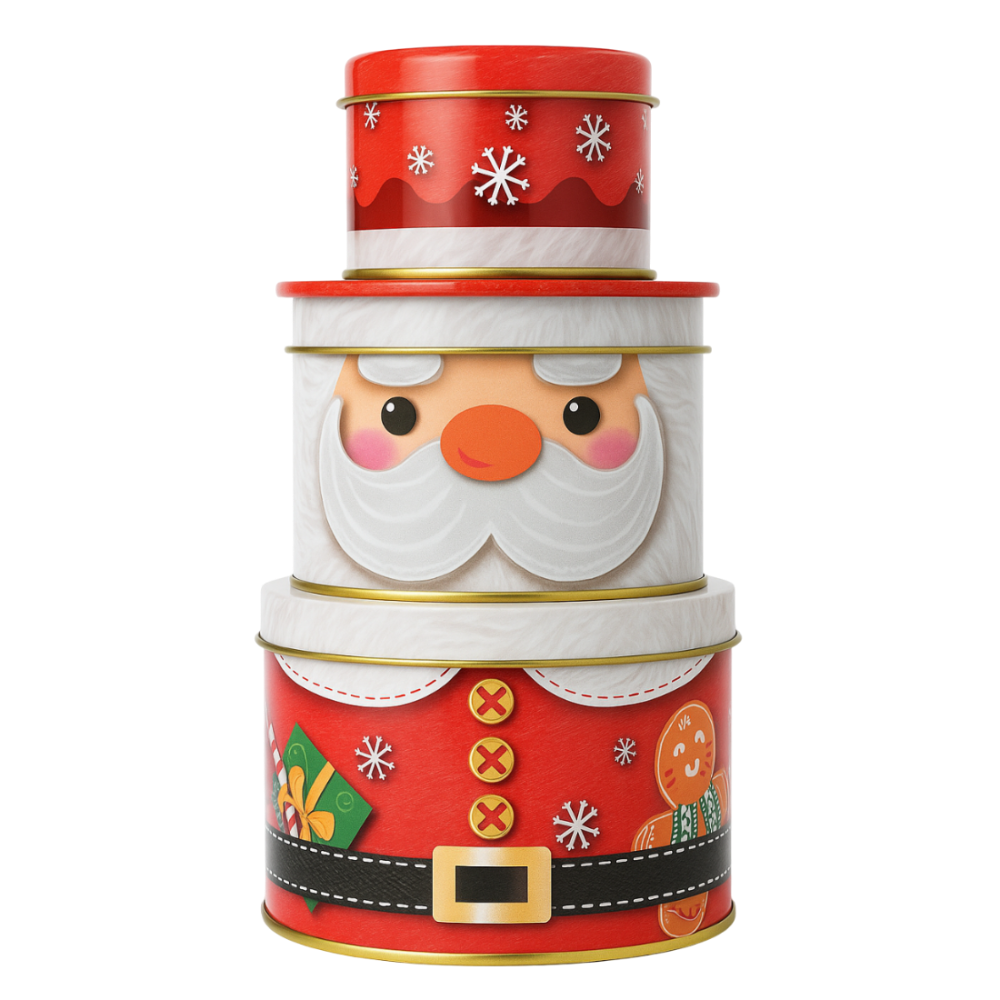 Pack de 3 cajas de metal Navidad