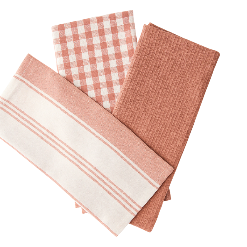 Pack de 3 paños de cocina rosado