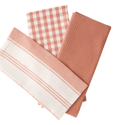 Pack de 3 paños de cocina rosado
