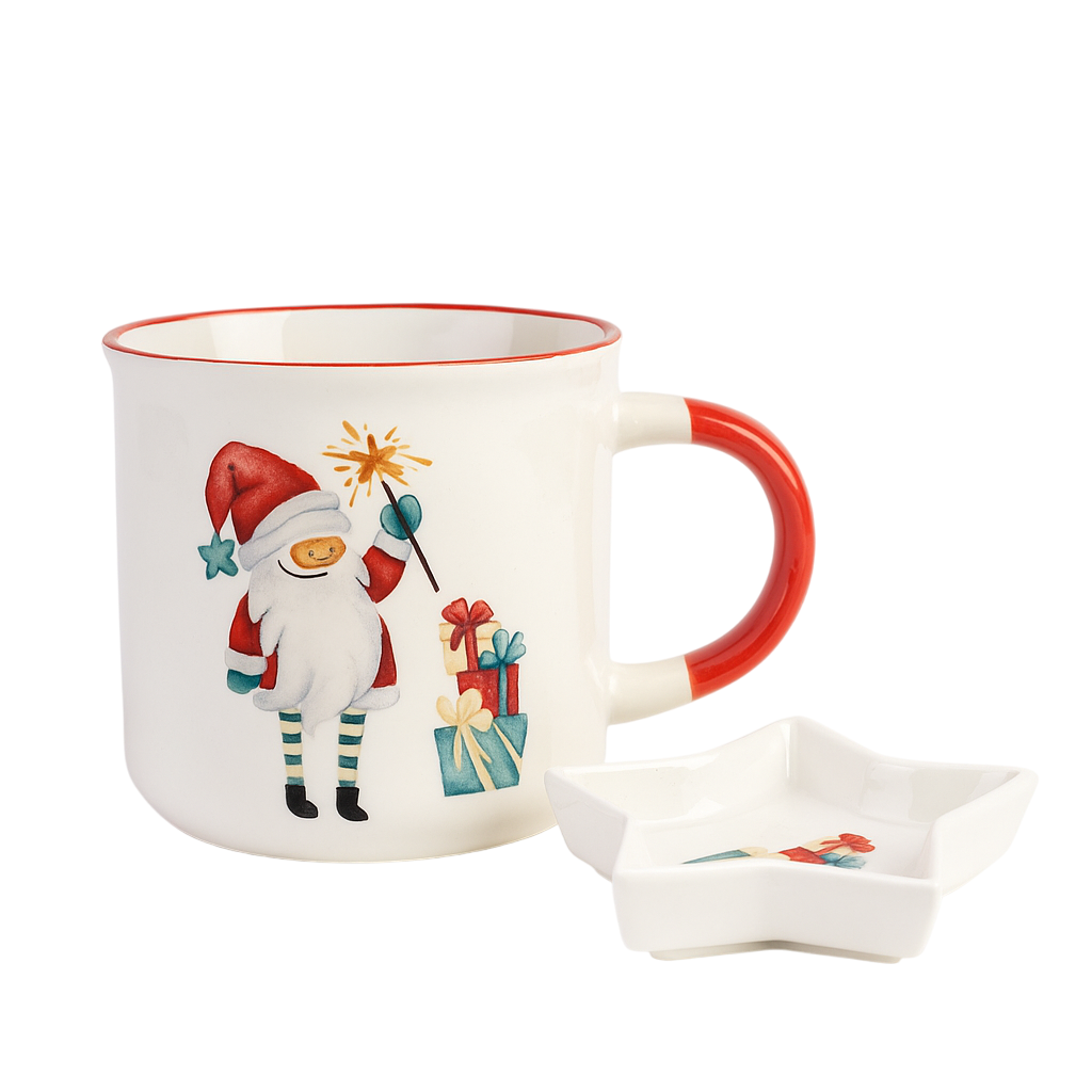 Pack navideño de taza y plato pequeño