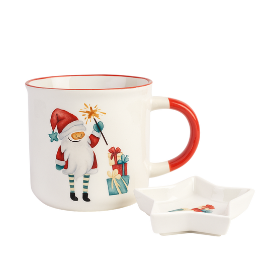 Pack navideño de taza y plato pequeño
