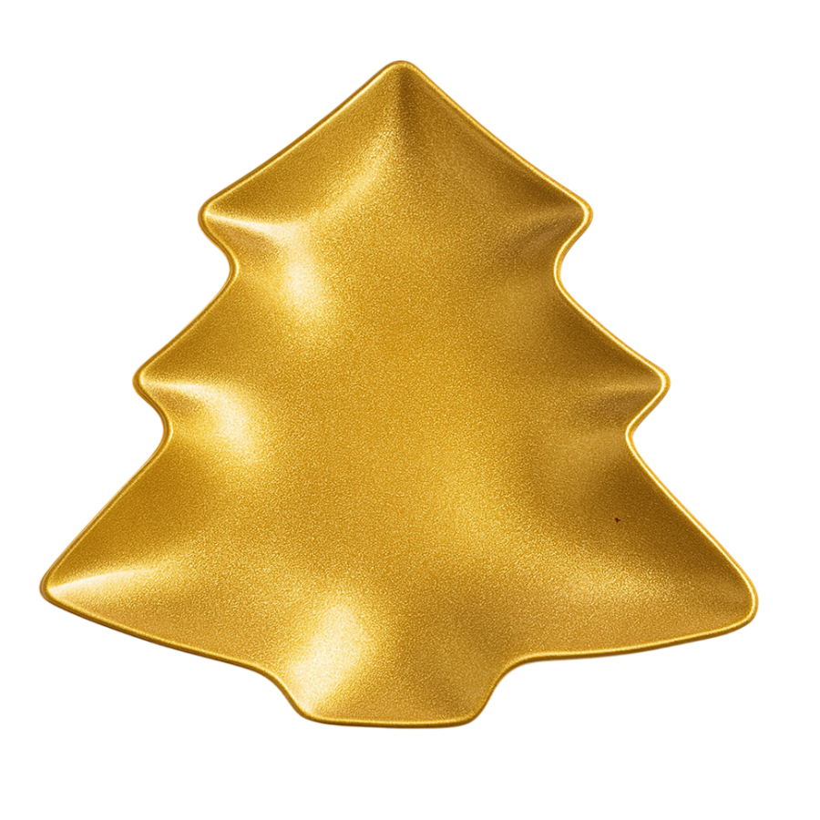 Plato árbol de Navidad dorado