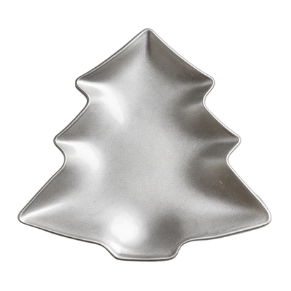 Plato árbol de Navidad plateado