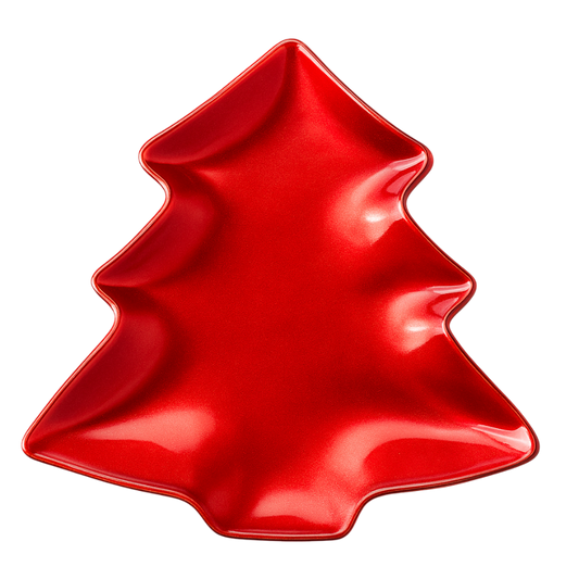 Plato árbol de Navidad rojo