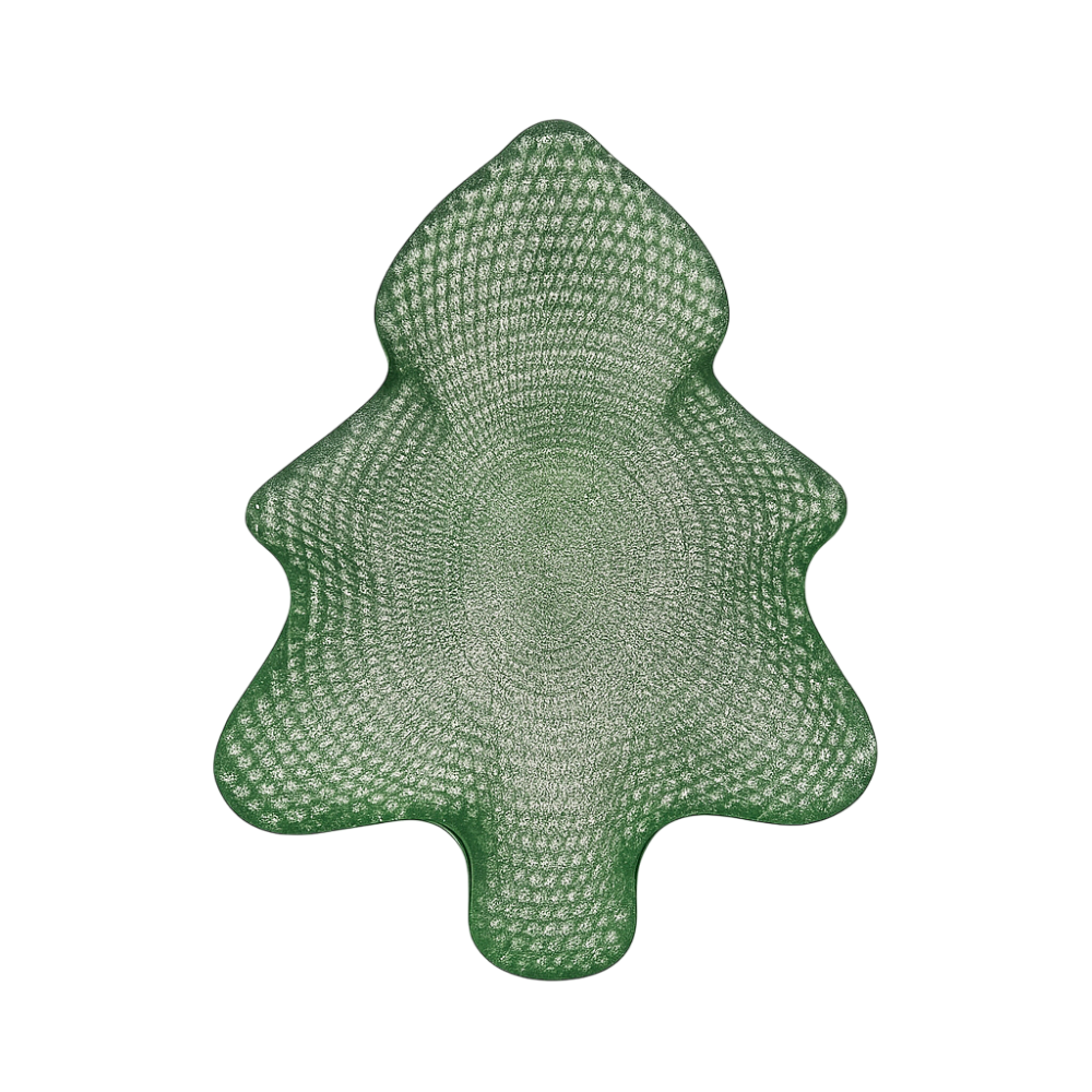 Plato decorativo texturizado árbol de Navidad verde
