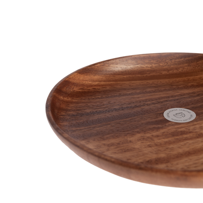 Plato postre de madera de acacia detalle