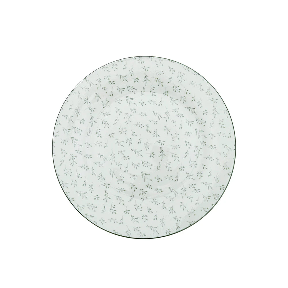 Vajilla Set 18 Cerámica Flor Verde