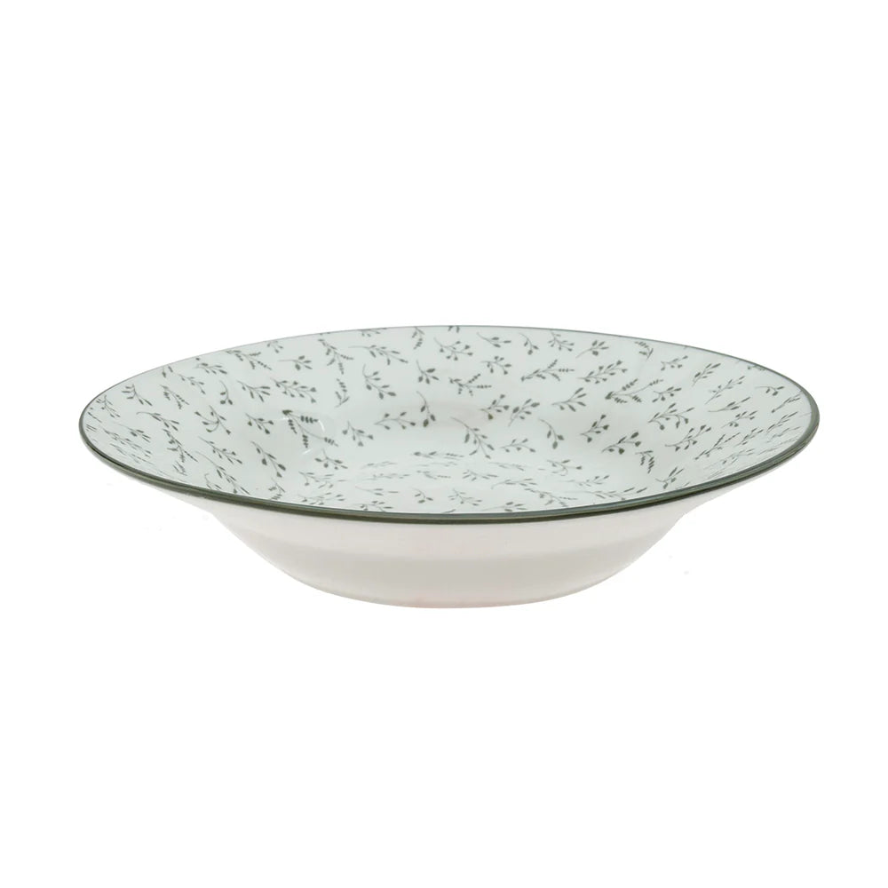 Vajilla Set 18 Cerámica Flor Verde