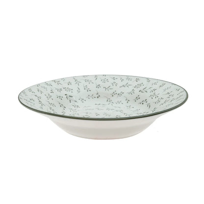 Vajilla Set 18 Cerámica Flor Verde