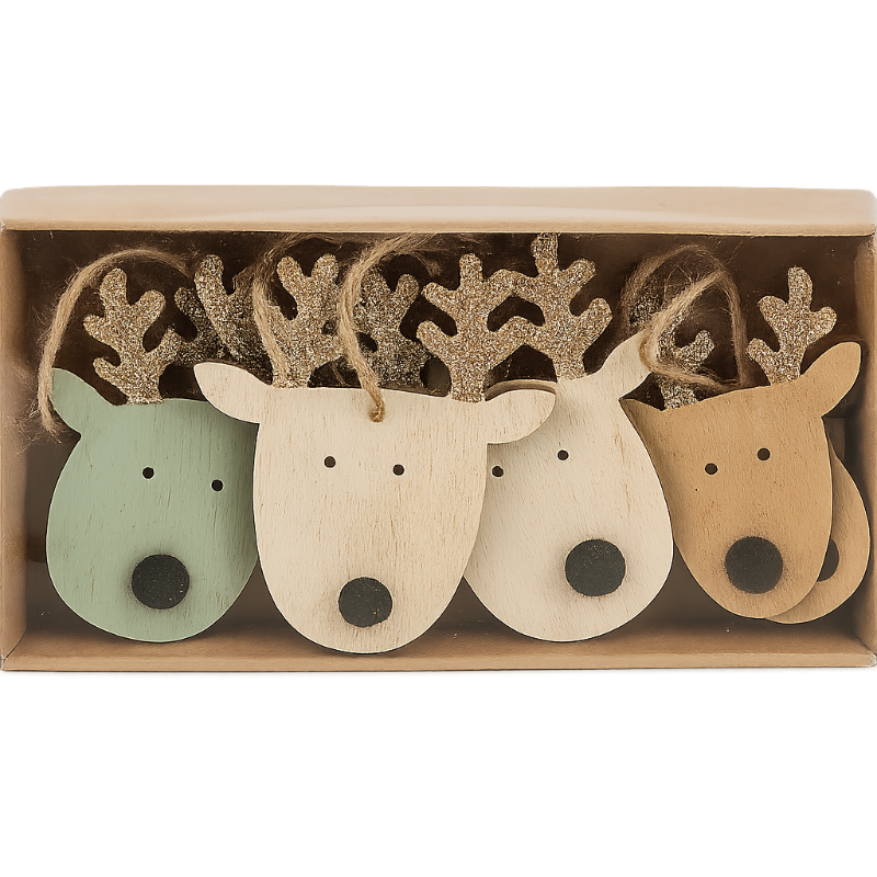 Set 3 de 12 colgantes navideños de madera en caja