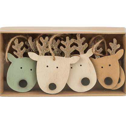 Set 3 de 12 colgantes navideños de madera en caja