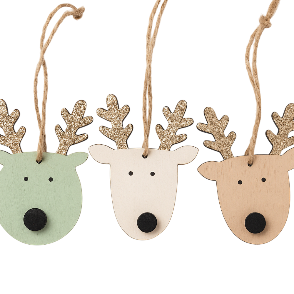 Set 3 de 12 colgantes navideños de madera sueltos