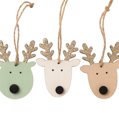 Set 3 de 12 colgantes navideños de madera sueltos