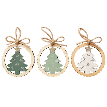 Set 4 de 12 colgantes navideños de madera sueltos