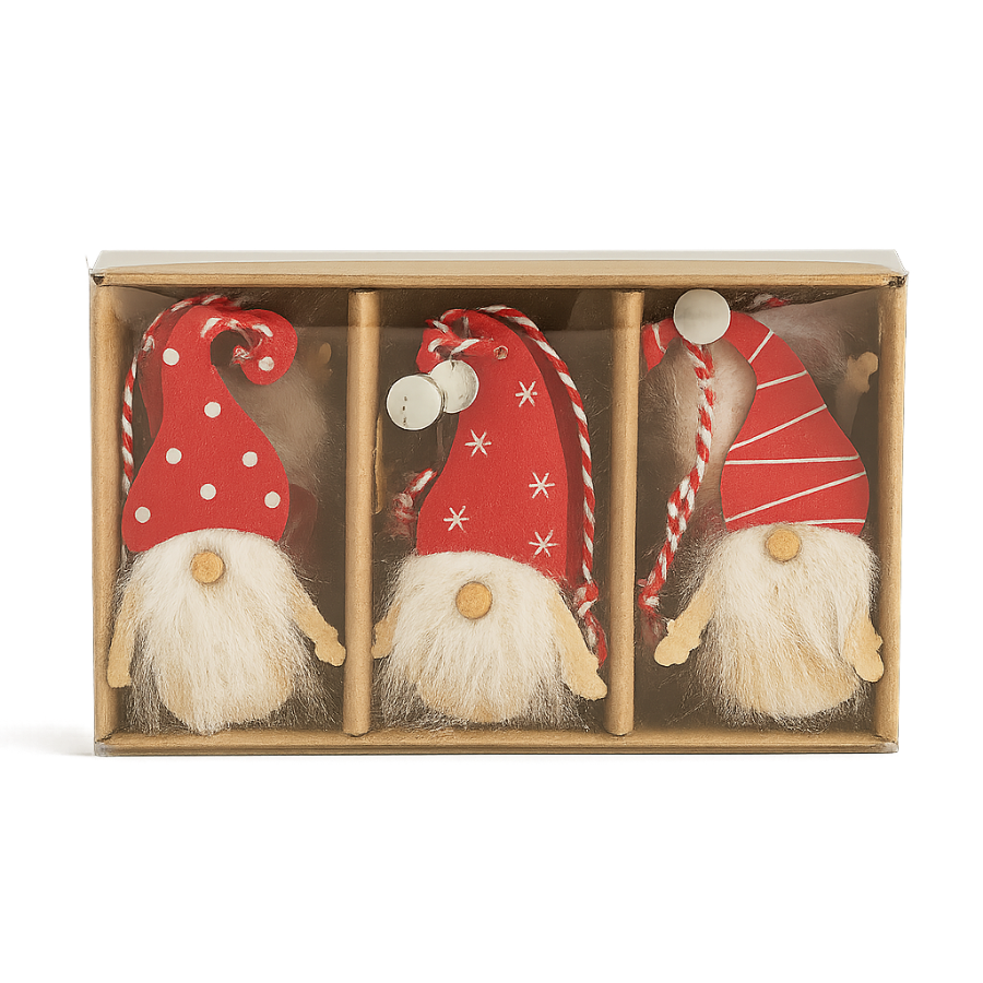 Set 5 de 12 colgantes navideños de madera en caja